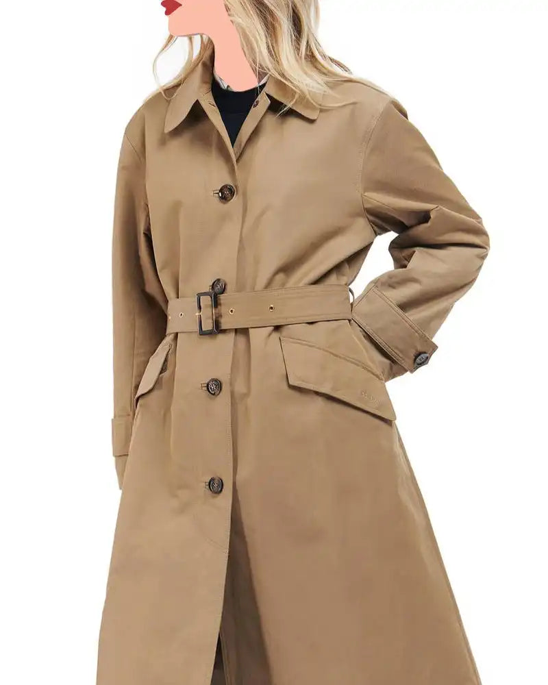 George Palomares Women's Water Resistant Trench Coat Dress (Brown, L) 