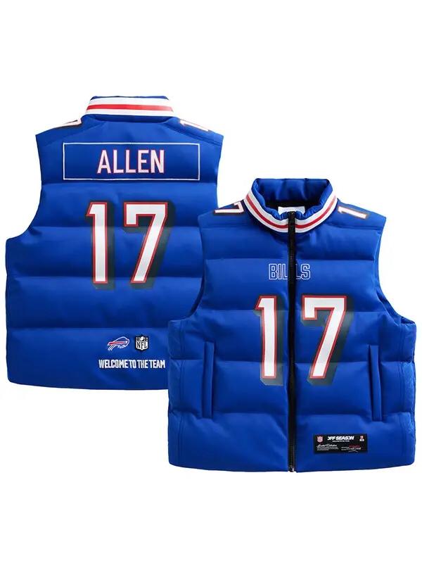 Buffalo Bills Josh Allen Royal Blue Off Season x NFL Player Puffer Vest