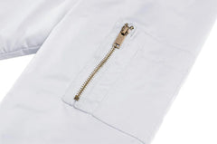 Zip Pockets Jacket Outdoor Autumn Winter Warm White  - Roverjackets