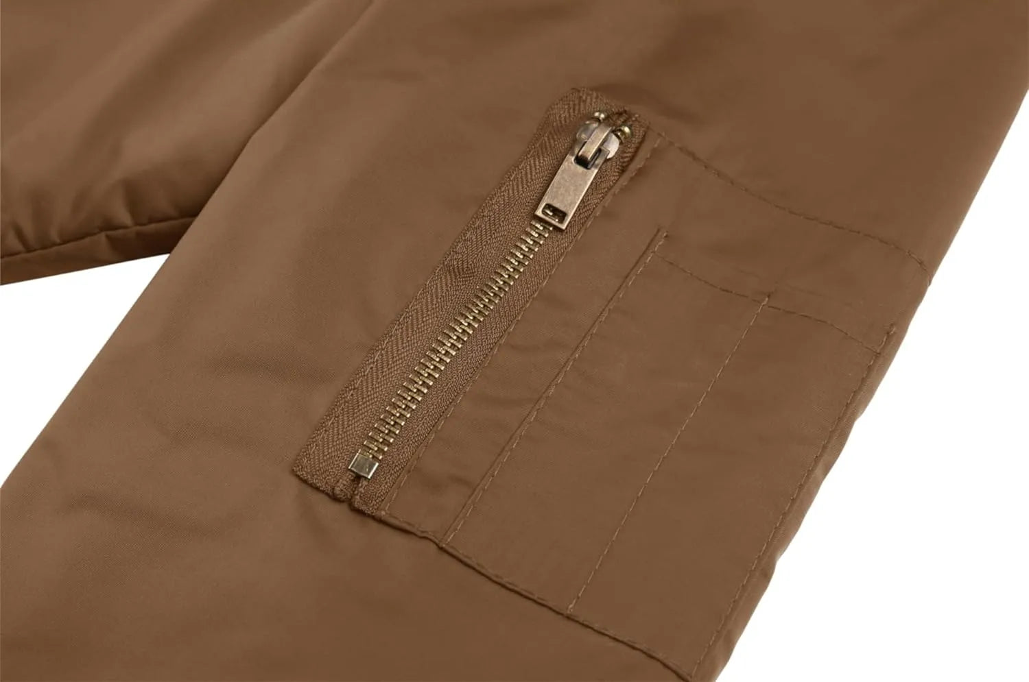 Zip Pockets Jacket Outdoor Autumn Winter Warm Brown  - Roverjackets