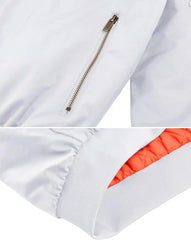 Zip Pockets Jacket Outdoor Autumn Winter Warm - White  - Roverjackets