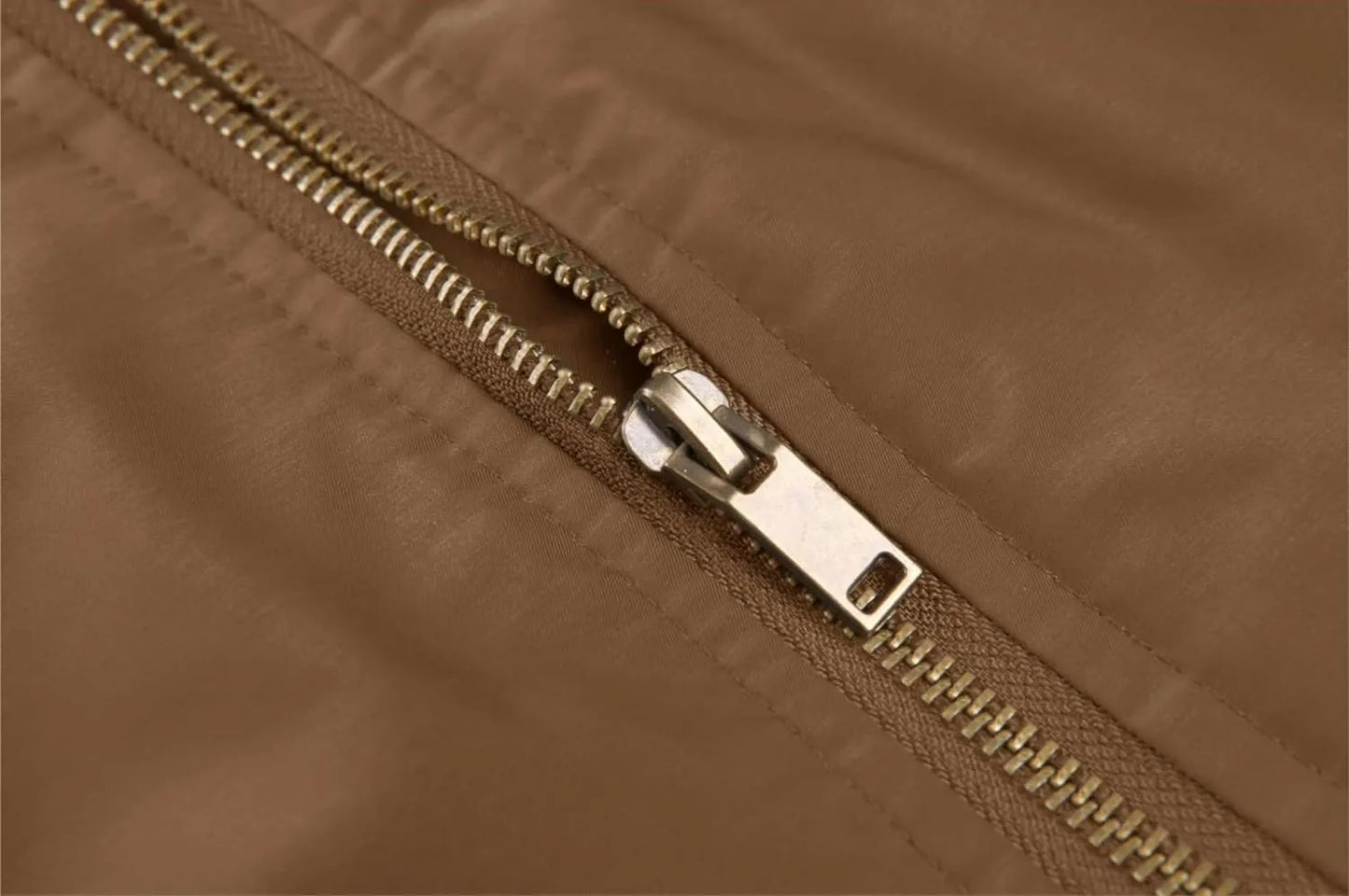 Zip Pockets Casual Jacket Outdoor Autumn Winter Warm Brown  - Roverjackets