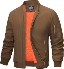 Men Bomber Jackets Casual Brown - Roverjackets