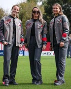 Leather Sleeves Off White X Wool Ac Milan Grey Varsity Jacket