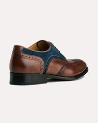 Antique Suede Wingtip Shoes Brown Blue