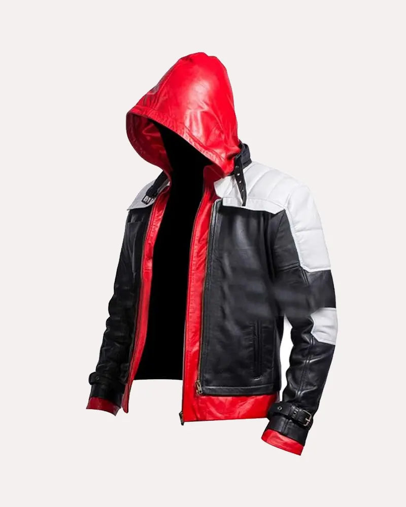 Red hood leather on sale jacket