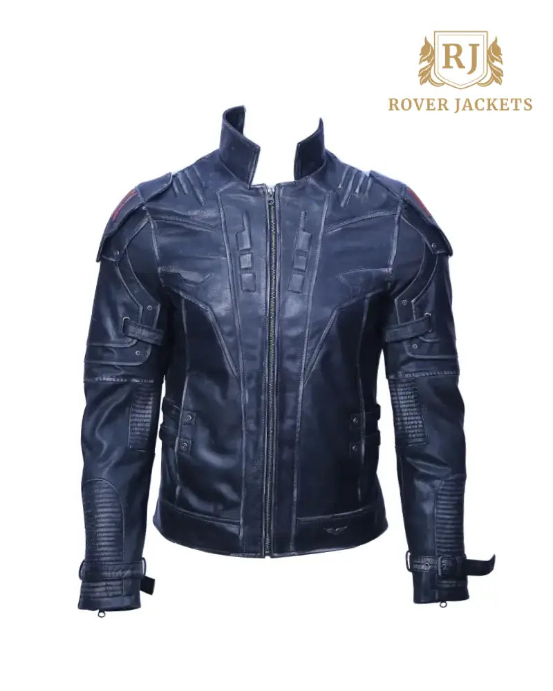 Men's Black Leather Biker Jacket – Premium Motorcycle Armor Style Outerwear