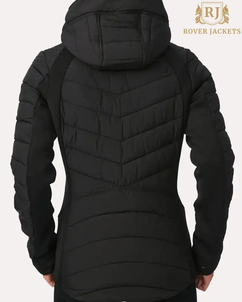 Black Hooded Quilted Water Repellent Jacket