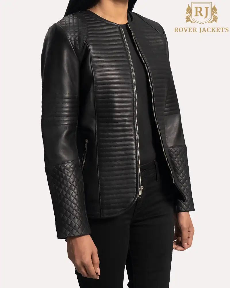 Black Leather Jacket Nexi Quilted