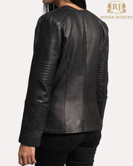 Black Leather Nexi Quilted Jacket