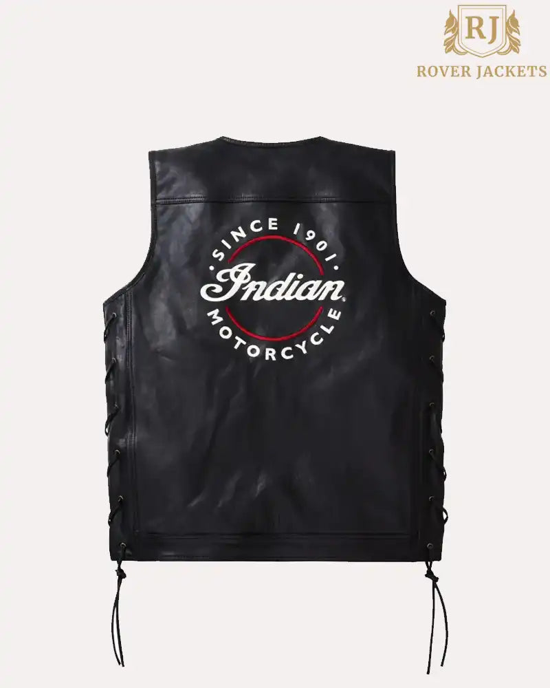 Black Leather Western Vest Mens Indian Motorcycle