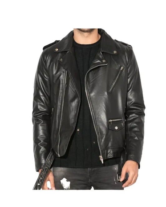 Black Men_s Biker Leather Jacket