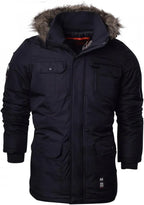 Men Heavy Weight Fur Hood Parka Padded Waterproof Winter Jacket Black - Roverjackets