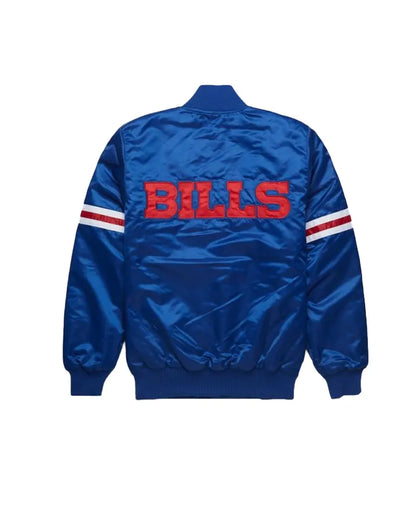 Blue Satin Bomber Jacket Buffalo Bills