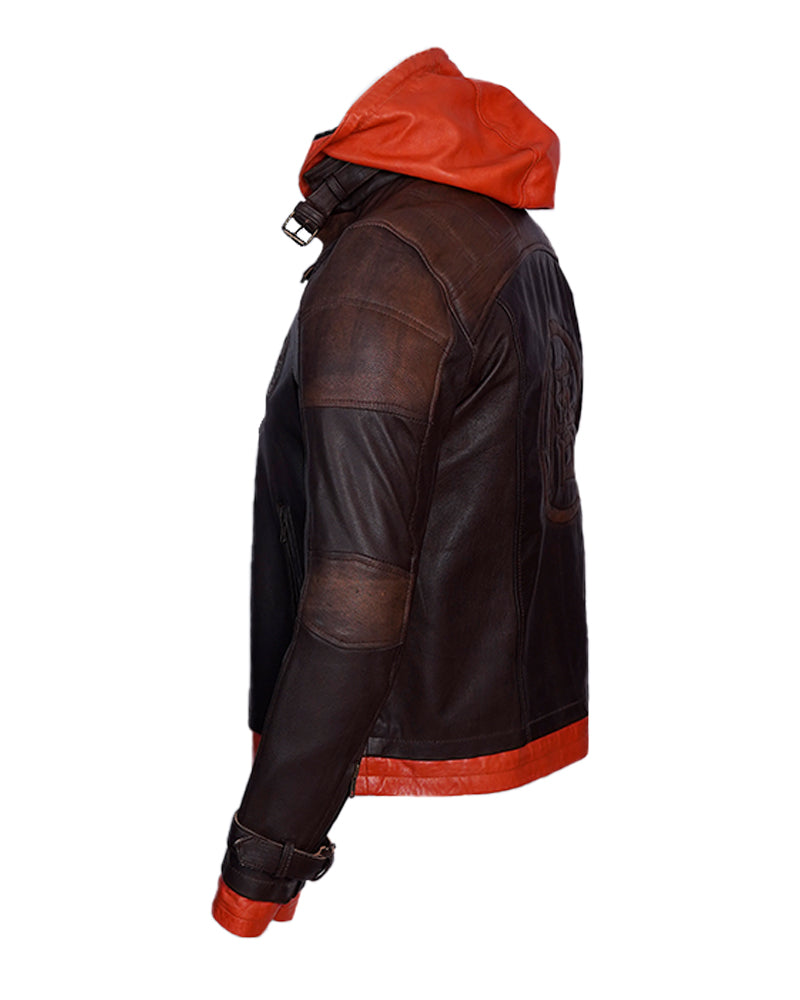 Goku Dragon Ball Z Orange Hooded Mens Brown Leather Jacket