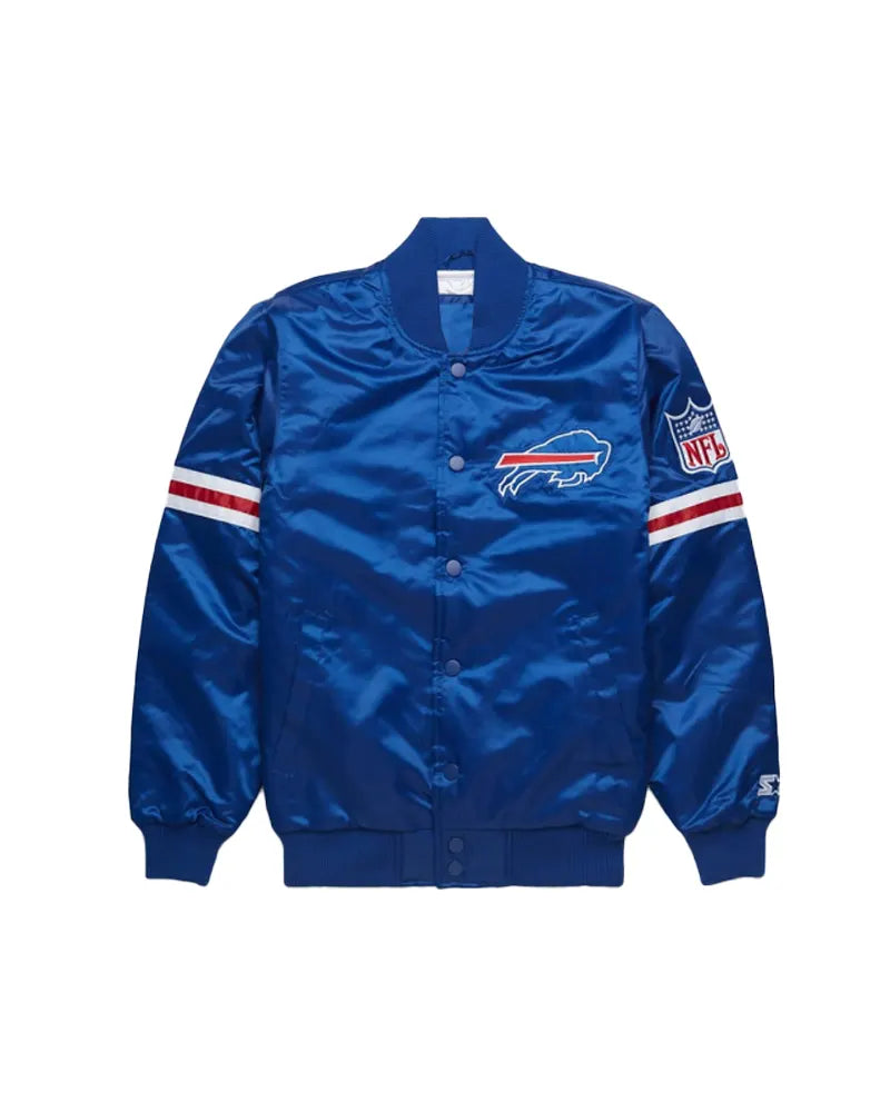 Buffalo Bills Blue Satin Bomber Jacket