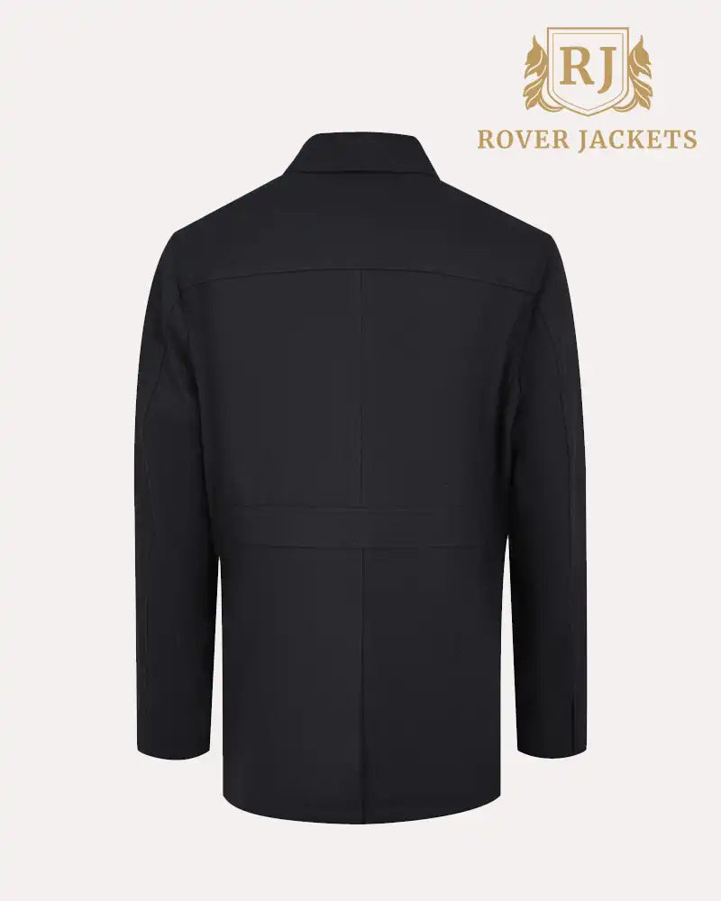 Button Down Collar Wool Jacket Black