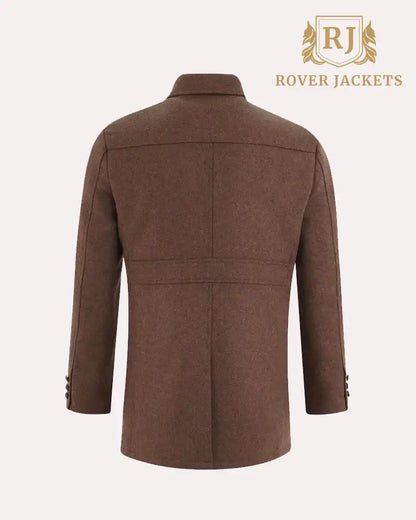 Button Down Collar Wool Jacket Brown