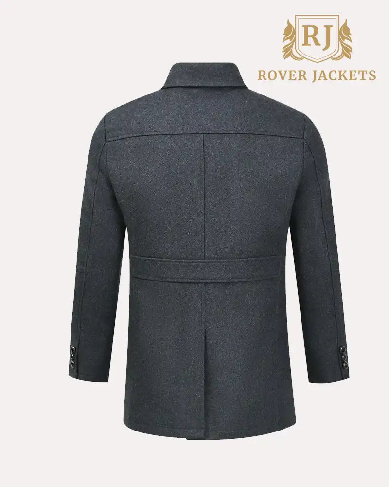 Button Down Collar Wool Jacket Charcoal