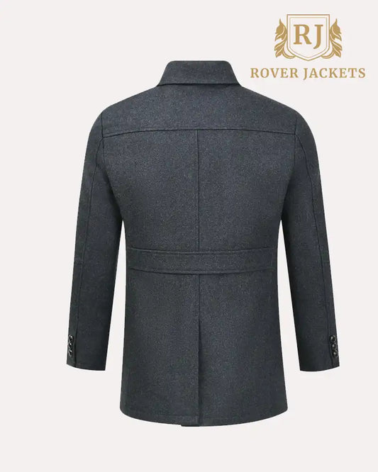 Button Down Collar Wool Jacket Charcoal