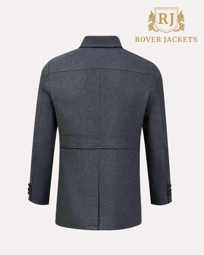 Button Down Collar Wool Jacket Dark Charcoal