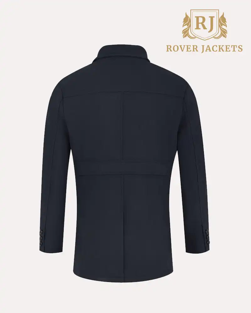 Button Down Collar Wool Jacket Navy