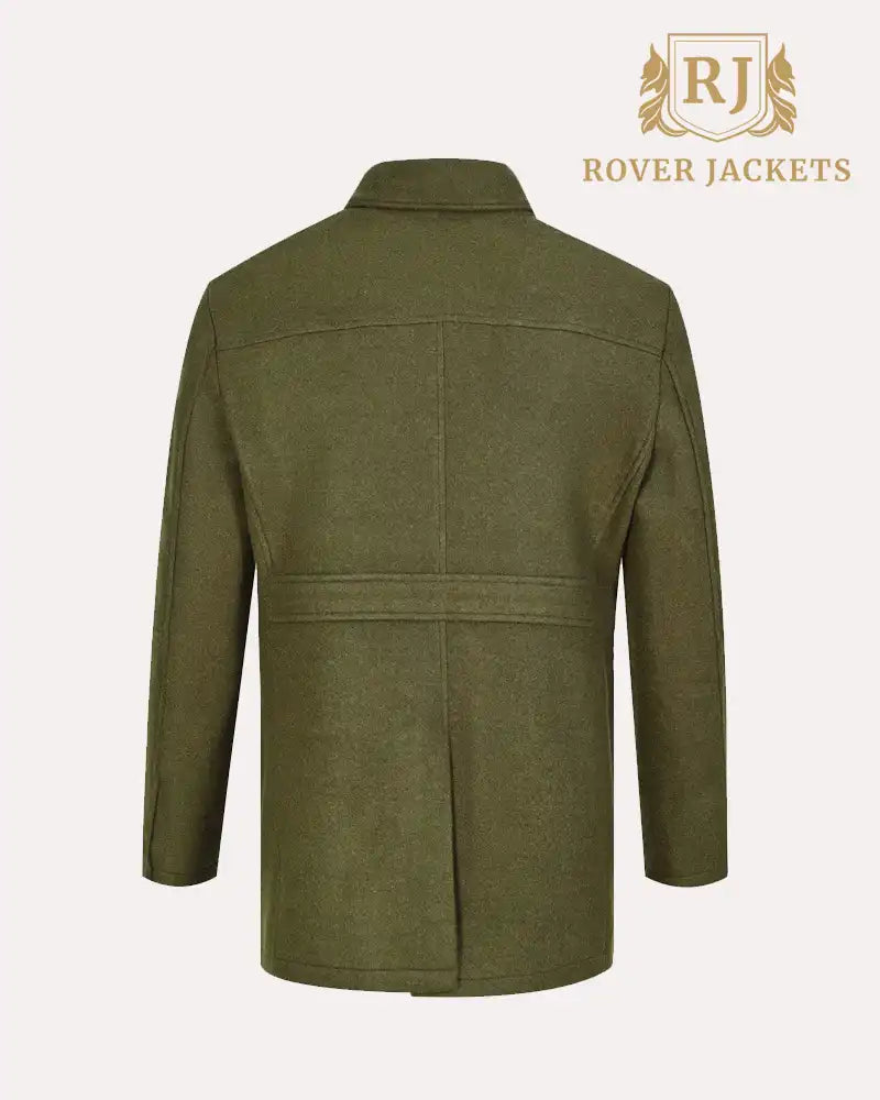 Button Down Collar Wool Jacket Olive