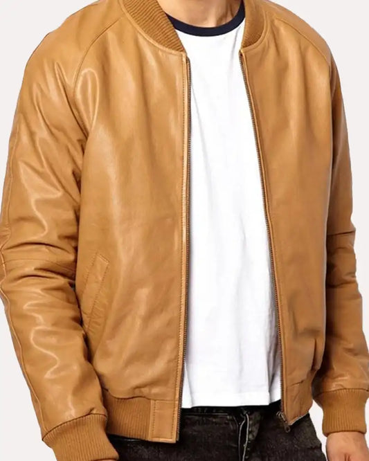 Casual Tan Brown Bomber Jacket