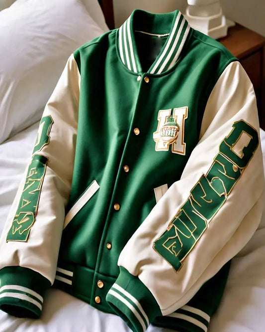 Classic Green and White Letterman Jacket