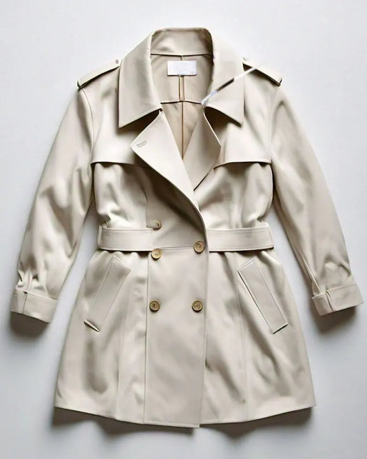 Classic Leather Effect Trench Coat