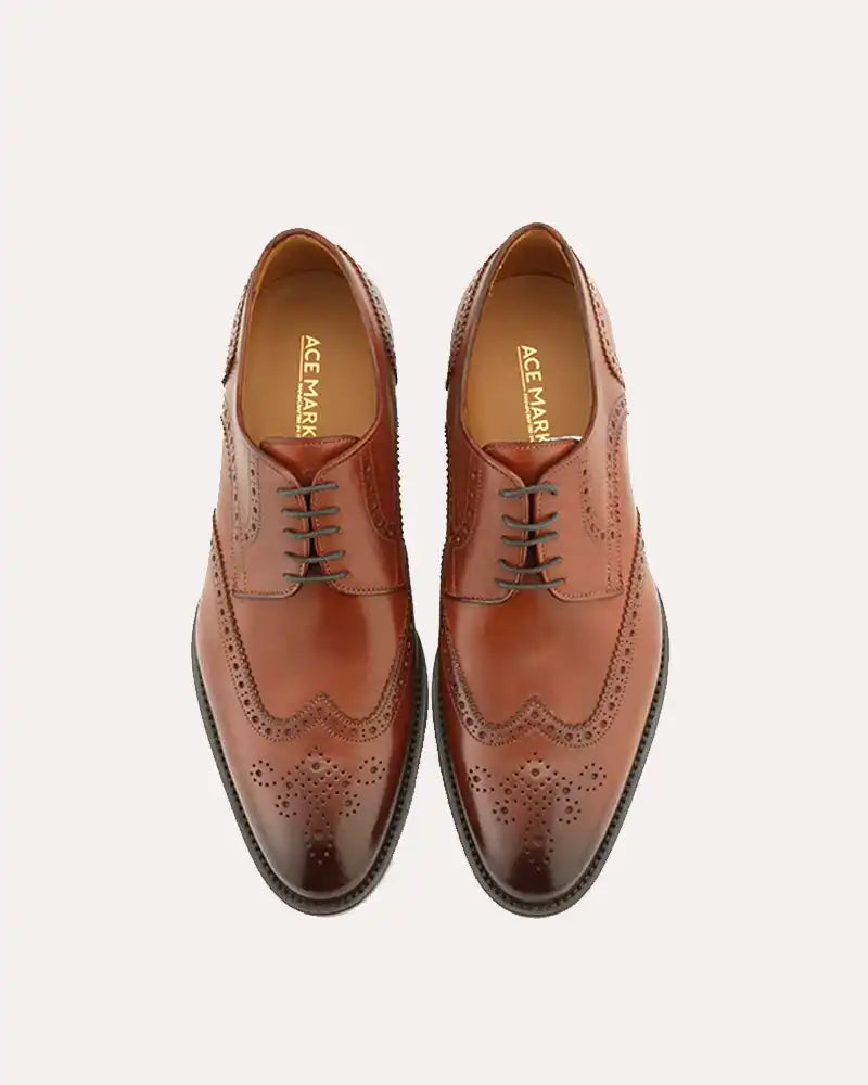 Cognac Antique Wingtip Shoes