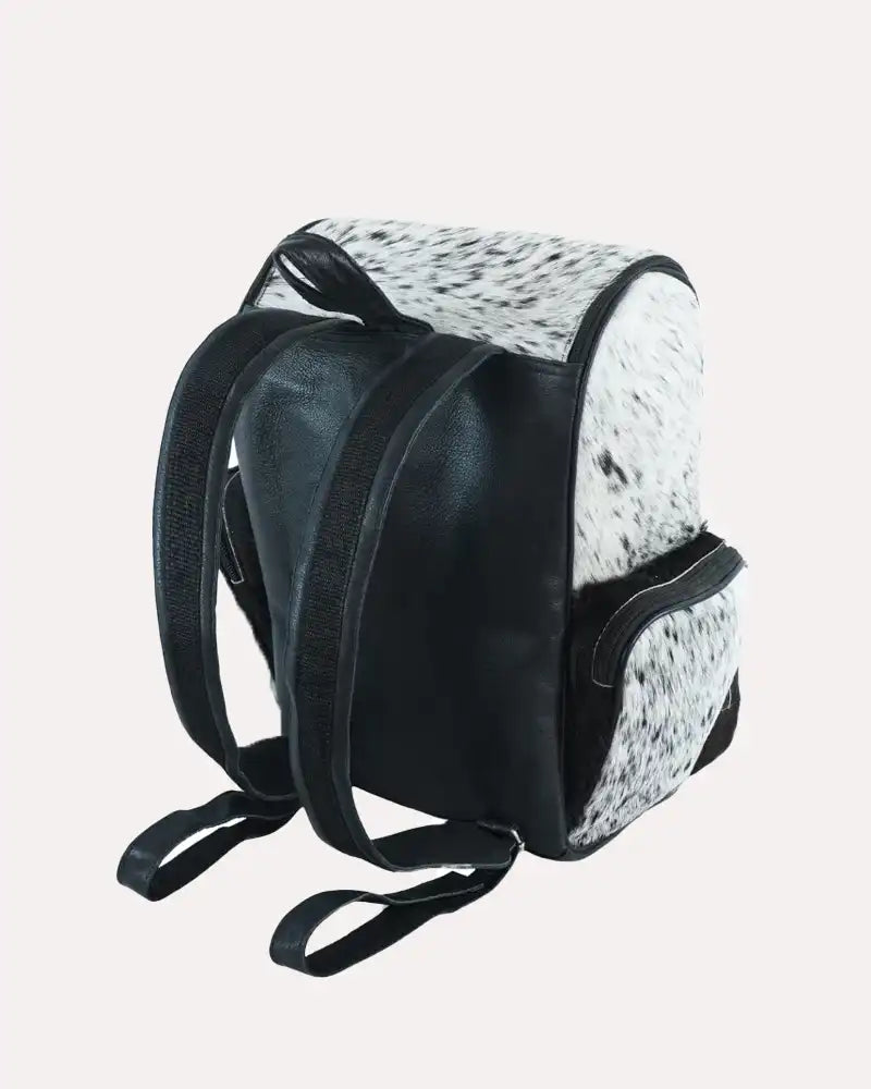 Cowhide Bag White Black Fur