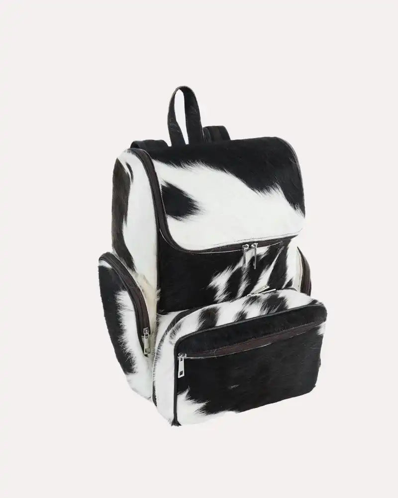 Cowhide Diaper Bag Black and White Backpack