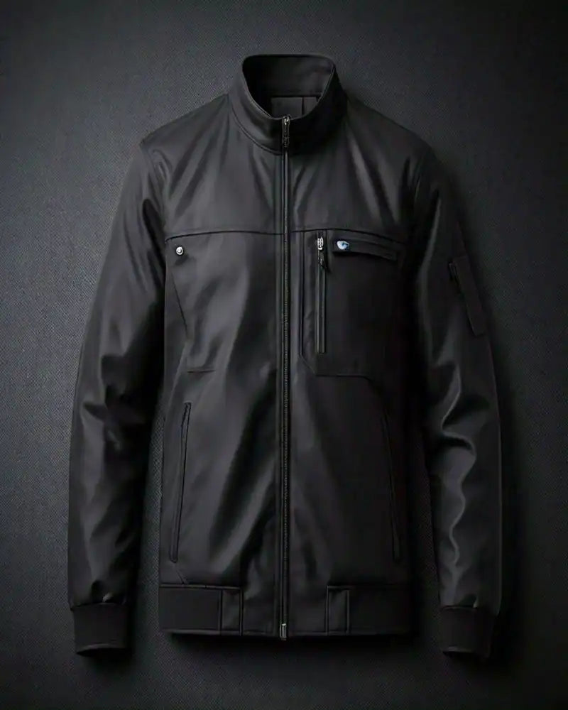 Veste en cuir noir Daniel SlimFit