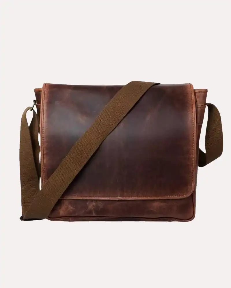 Dark Brown Leather Satchel Messenger Bag