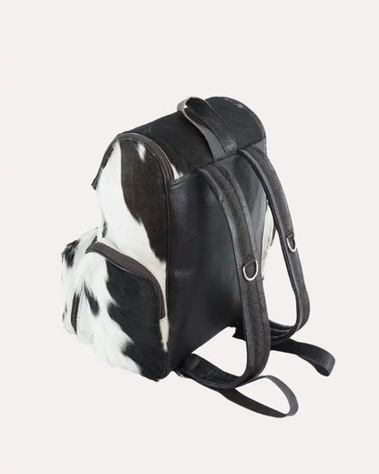 Diaper Bag Black-and White Backpack Cowhide