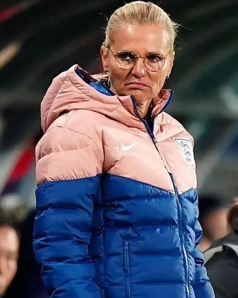 Women’s England National Football Team Lionesses Pink and Blue Puffer Jacket