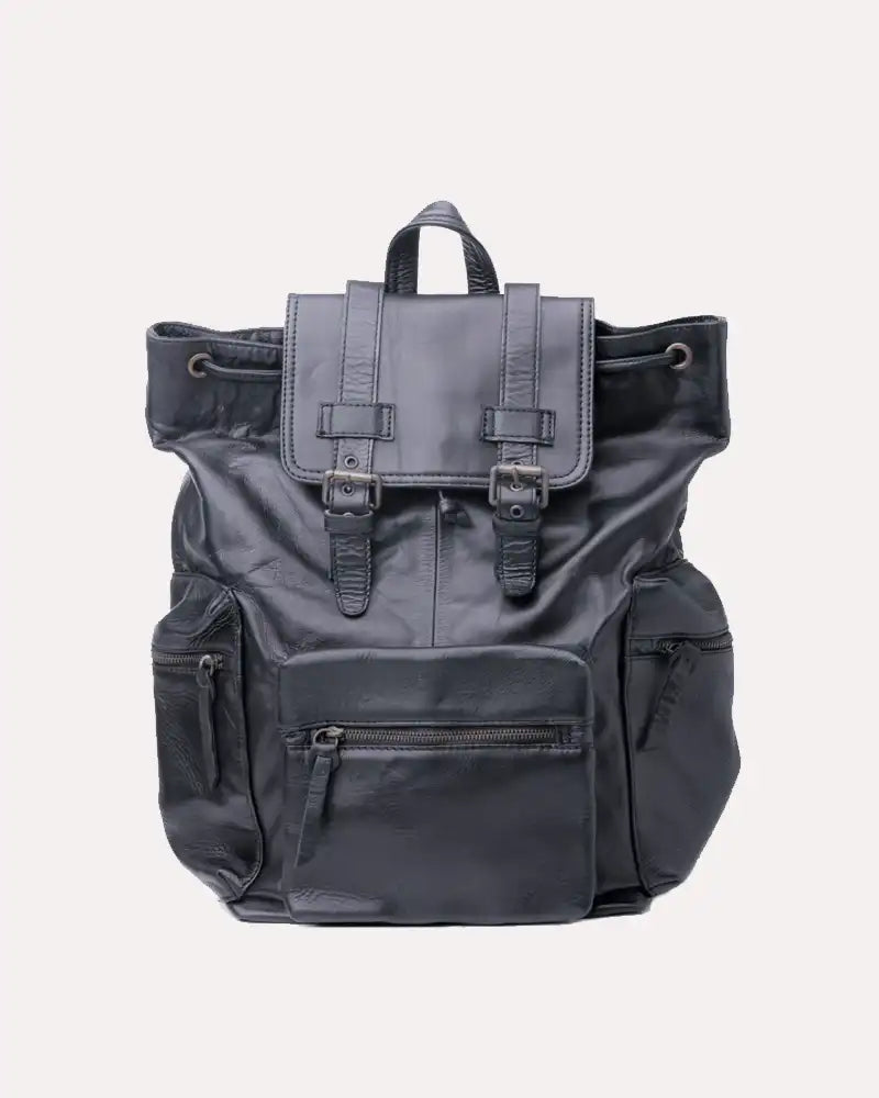 Granite Black Backpack in Leather