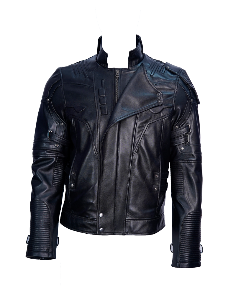 Star Lord Chris Pratt Black Leather Jacket Guardians of the Galaxy 2