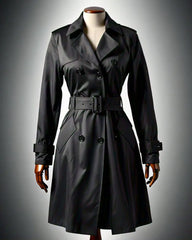  Analyzing image     Heritage Trench Coat in Black Cotton