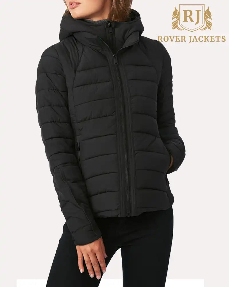 Hooded Quilted Water Repellent Jacket Black