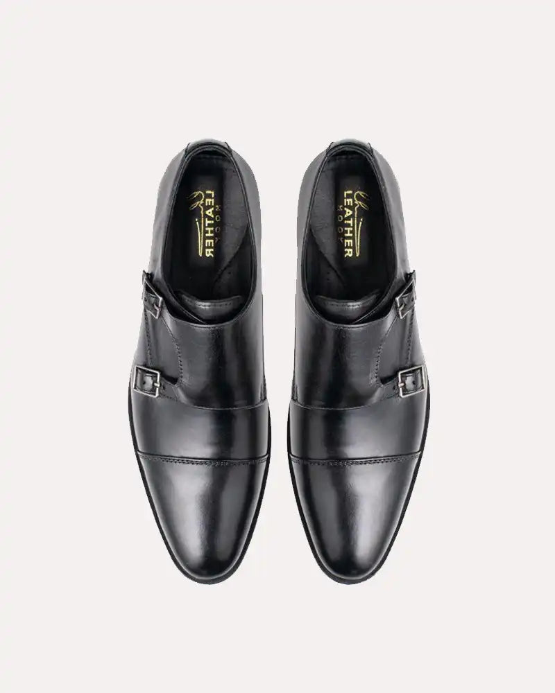 Leather Double Monk Strap Loafers