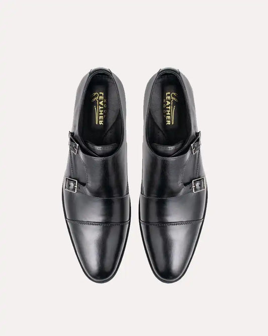 Leather Double Monk Strap Loafers