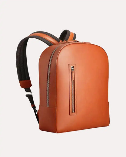 Leather Laptop Backpack Soft Cognac Brown