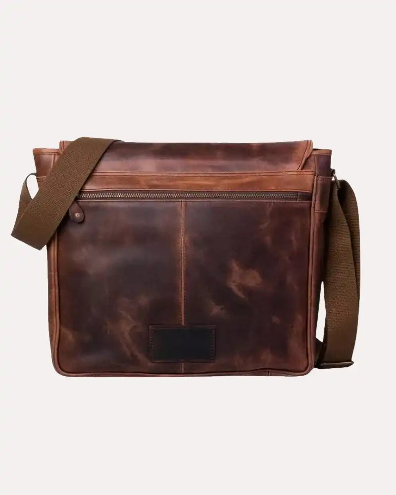 Leather Satchel Messenger Bag Dark Brown