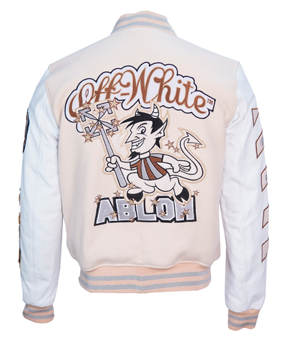 Ac Milan Varsity Letterman Football Club Off White Jacket