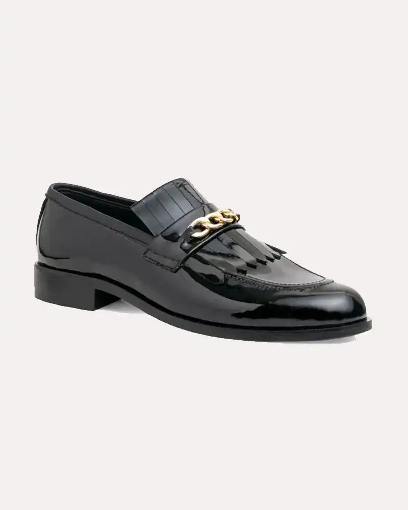 Loafer Chain Decor Patent Black