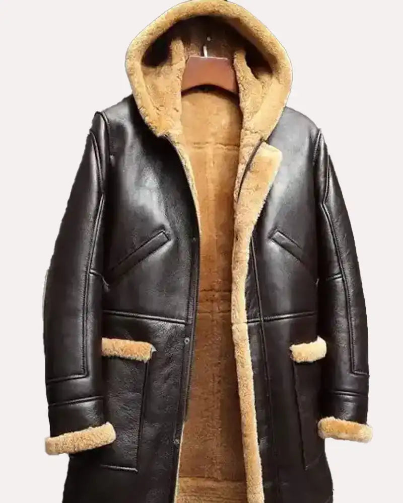 Mens RAF Shearling Fur Leather Sheepskin Coat