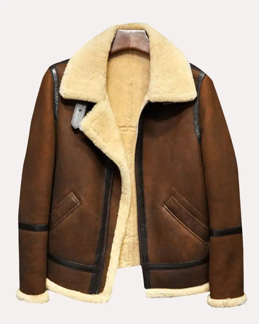 Men_s B3 Shearling Brown Sheepskin Leather Aviator Jacket