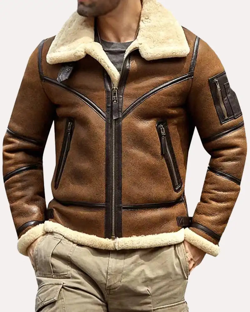 Men_s B3 Shearling Sheepskin Leather Aviator Jacket